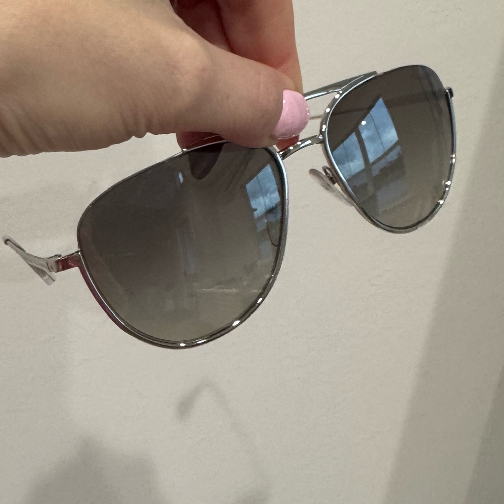 Prada Metallic Silver Gray Aviator Sunglasses - Picture 7 of 7